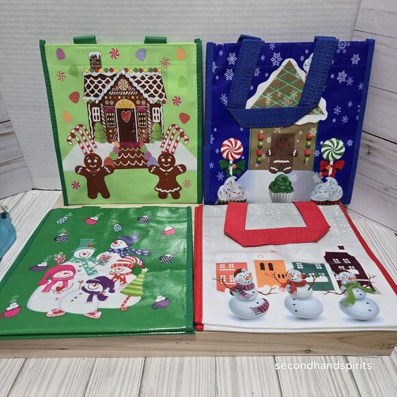 Set of 4 Lock-N-Lock   Holiday Reusable Gift Gingerbread And Snowman - Picture 1 of 4